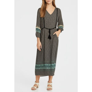 Blush Noir Peasant Bohemian Midi Dress, Size M NWT